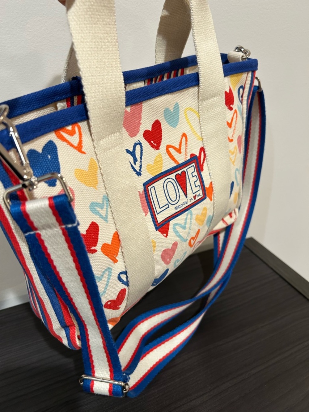 Brighton Red, White and You, Canvas Heart Print Tote, 14x8x3, EUC - Picture 10 of 11